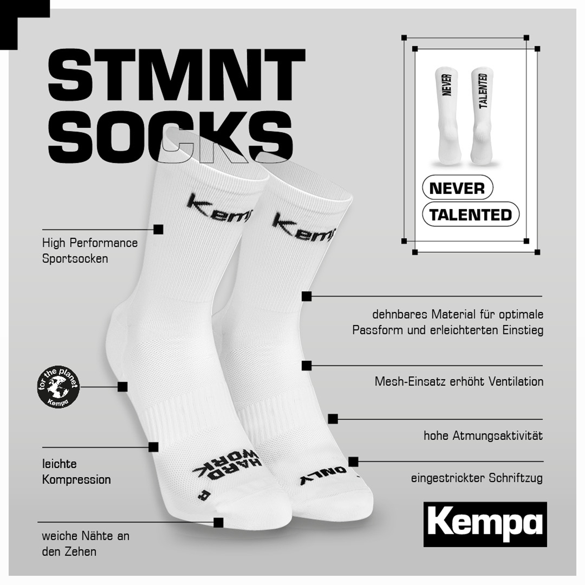 Kempa STMNT Socken "NEVER TALENTED"