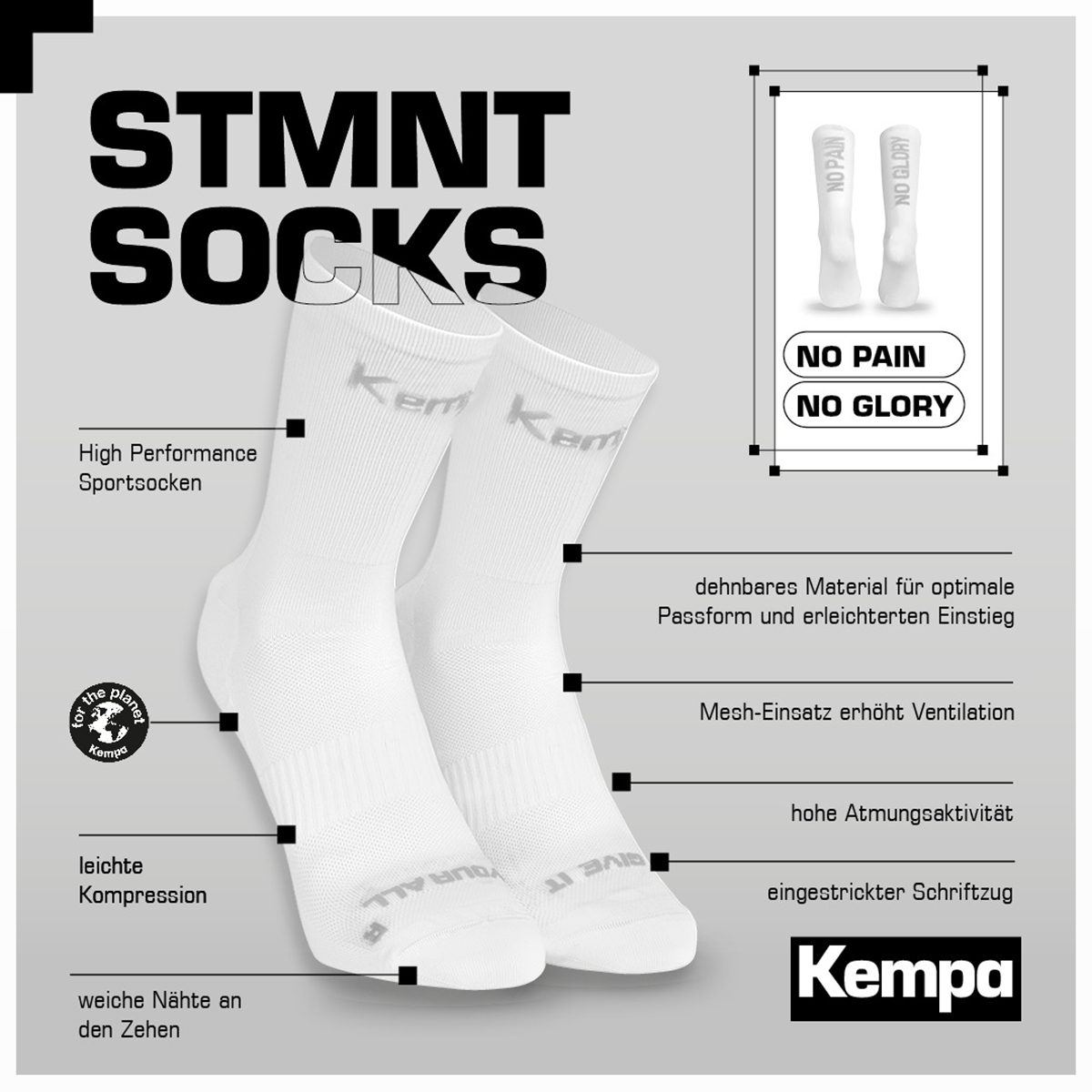 Kempa STMNT Socken "NO PAIN NO GLORY"
