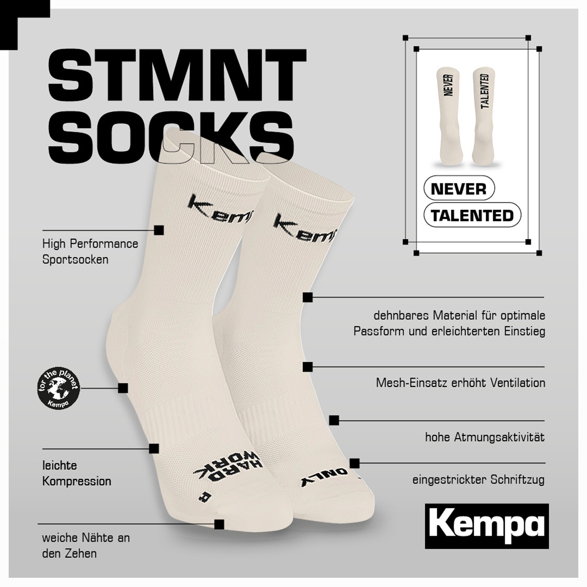 Kempa STMNT Socken "NEVER TALENTED"